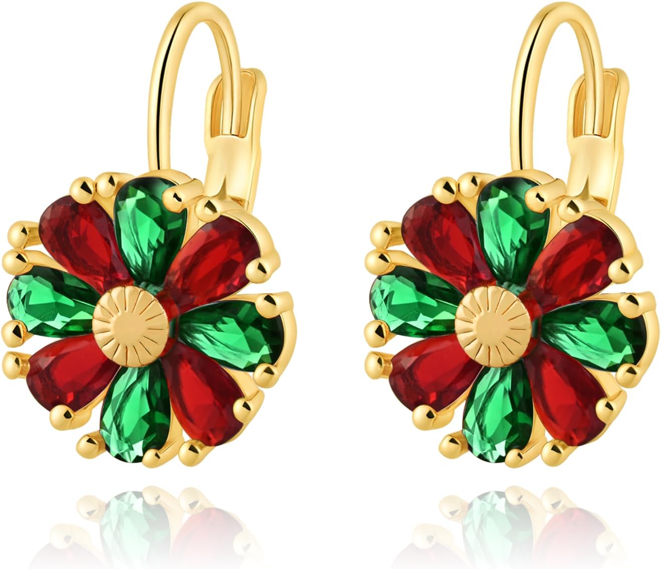 Gold Plated Flower Earrings Birthstone Leverback Earrings Hypoallergenic Vintage Floral Earrings for Women Trendy - 我的商店我的商店我的商店