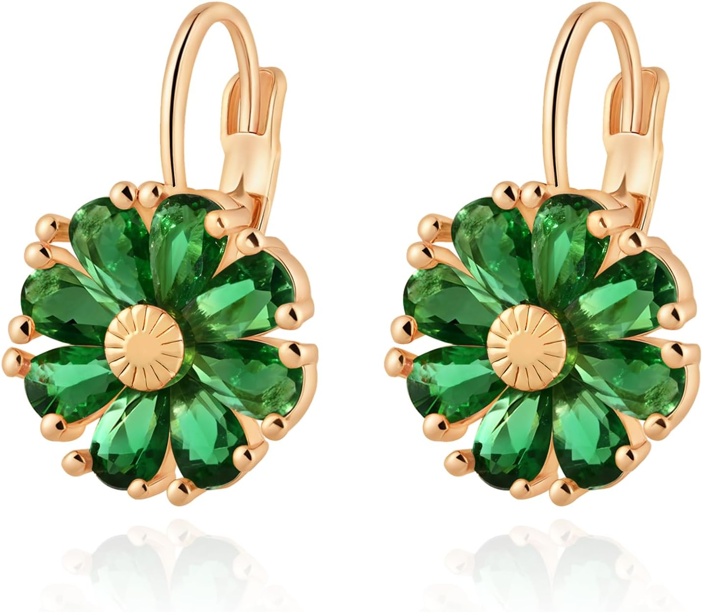 Gold Plated Flower Earrings Birthstone Leverback Earrings Hypoallergenic Vintage Floral Earrings for Women Trendy - 我的商店我的商店我的商店