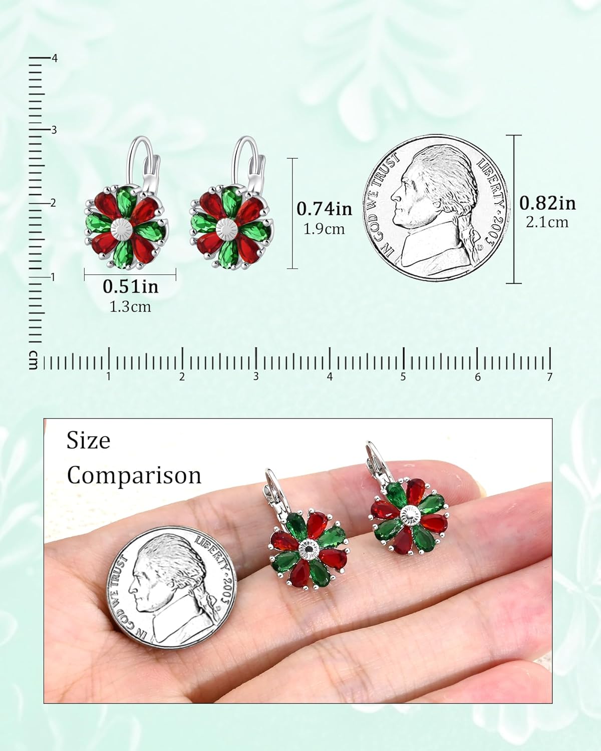 Gold Plated Flower Earrings Birthstone Leverback Earrings Hypoallergenic Vintage Floral Earrings for Women Trendy - 我的商店我的商店我的商店