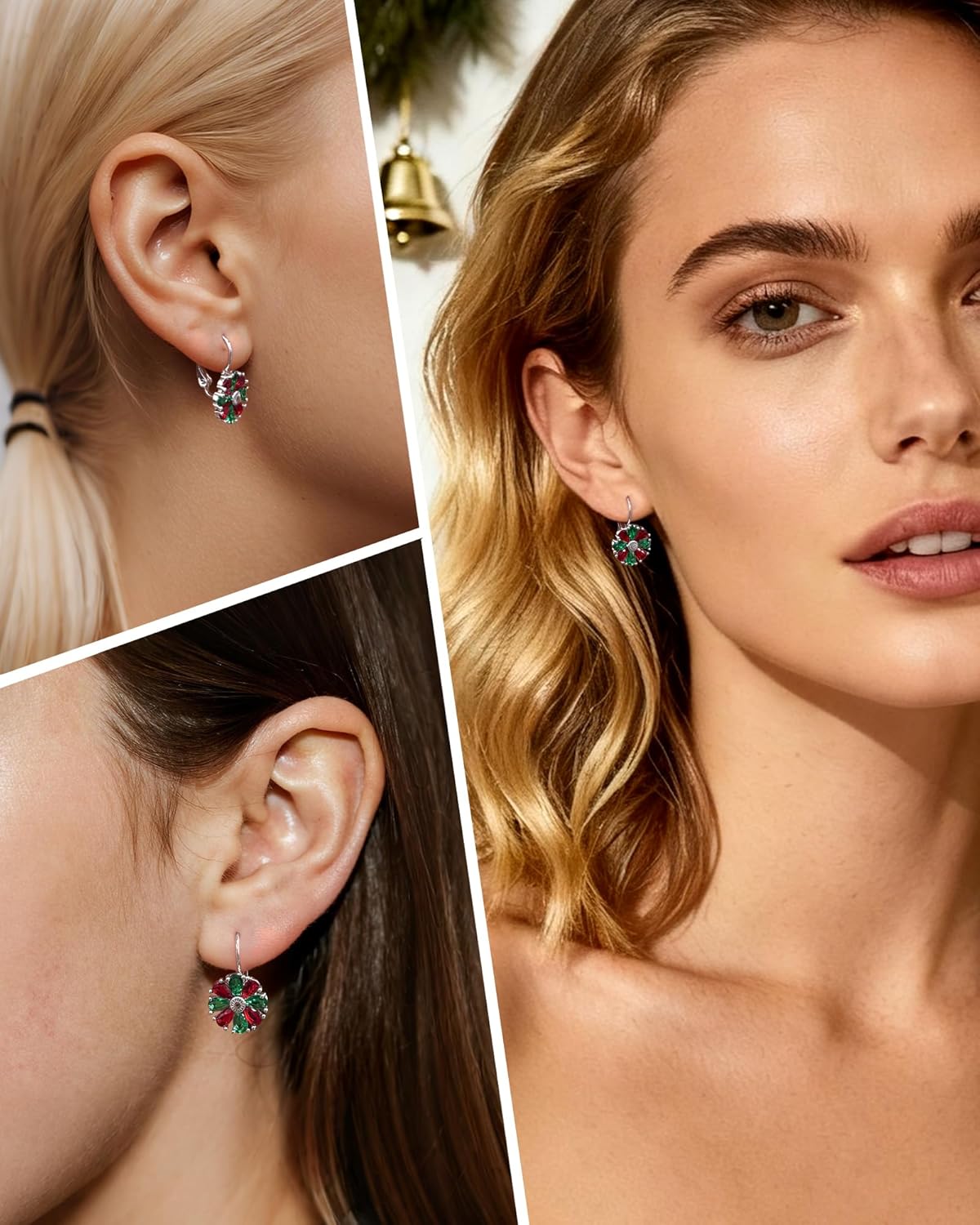 Gold Plated Flower Earrings Birthstone Leverback Earrings Hypoallergenic Vintage Floral Earrings for Women Trendy - 我的商店我的商店我的商店