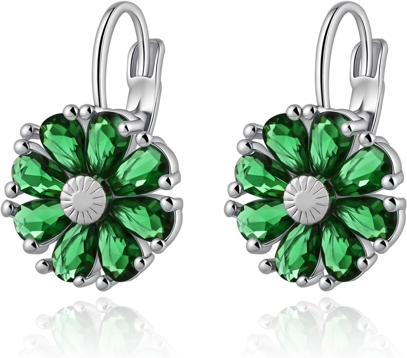 Gold Plated Flower Earrings Birthstone Leverback Earrings Hypoallergenic Vintage Floral Earrings for Women Trendy - 我的商店我的商店我的商店