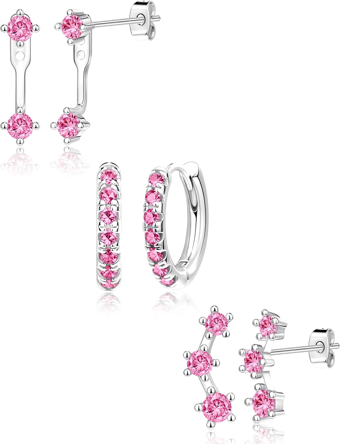 Gold Plated Stud Earrings Stack for Women Trendy, 3 Pairs Small Cute Hoop Jacket Cartilage Earring Set, Fashion Accessories Holiday Western Jewelry Christmas Gifts - 我的商店我的商店我的商店