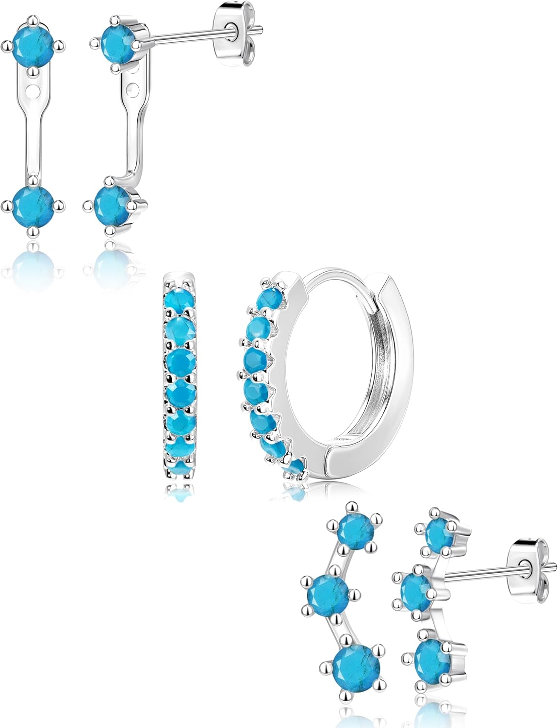 Gold Plated Stud Earrings Stack for Women Trendy, 3 Pairs Small Cute Hoop Jacket Cartilage Earring Set, Fashion Accessories Holiday Western Jewelry Christmas Gifts - 我的商店我的商店我的商店