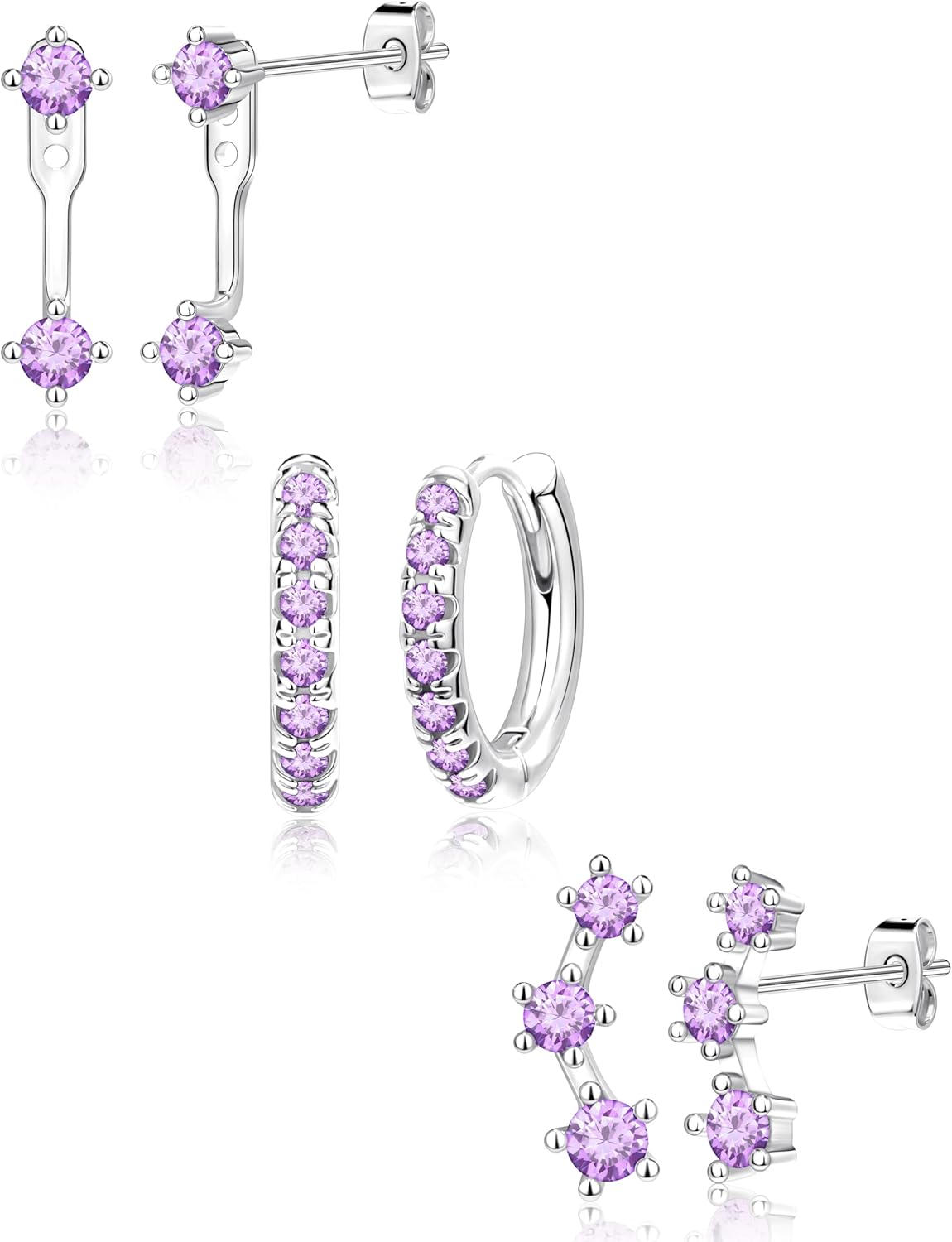 Gold Plated Stud Earrings Stack for Women Trendy, 3 Pairs Small Cute Hoop Jacket Cartilage Earring Set, Fashion Accessories Holiday Western Jewelry Christmas Gifts - 我的商店我的商店我的商店