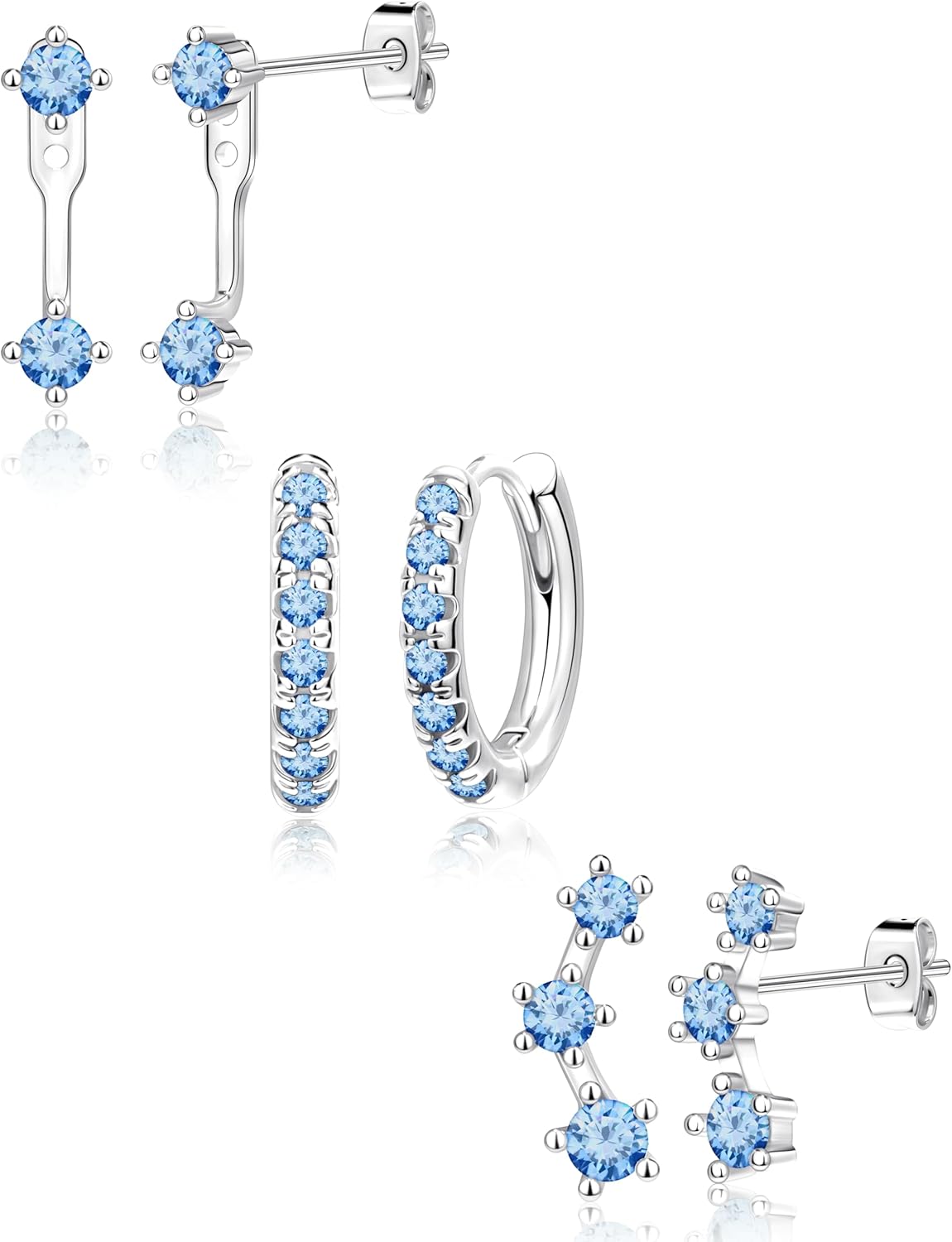 Gold Plated Stud Earrings Stack for Women Trendy, 3 Pairs Small Cute Hoop Jacket Cartilage Earring Set, Fashion Accessories Holiday Western Jewelry Christmas Gifts - 我的商店我的商店我的商店