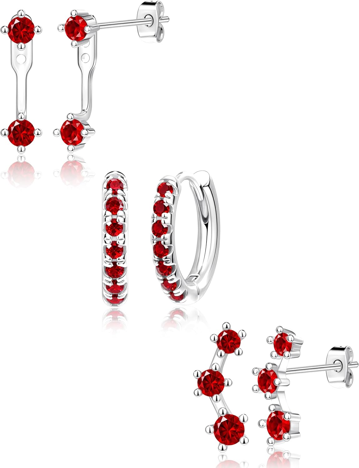 Gold Plated Stud Earrings Stack for Women Trendy, 3 Pairs Small Cute Hoop Jacket Cartilage Earring Set, Fashion Accessories Holiday Western Jewelry Christmas Gifts - 我的商店我的商店我的商店