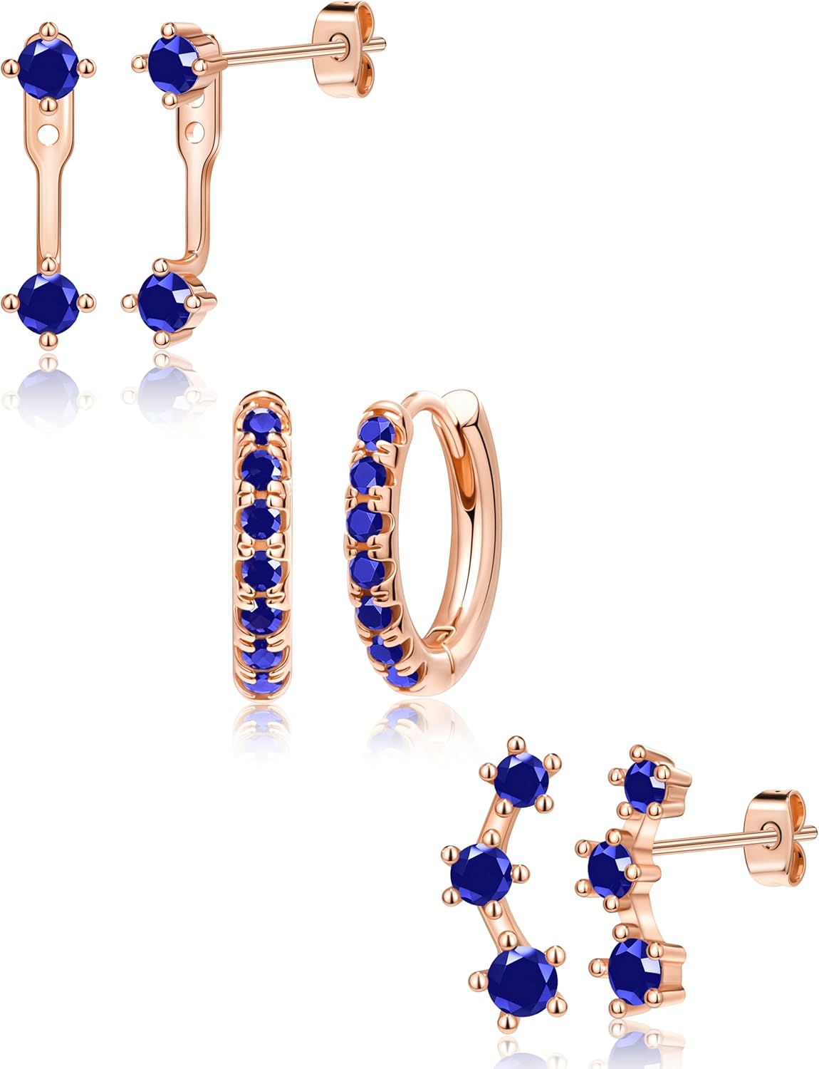 Gold Plated Stud Earrings Stack for Women Trendy, 3 Pairs Small Cute Hoop Jacket Cartilage Earring Set, Fashion Accessories Holiday Western Jewelry Christmas Gifts - 我的商店我的商店我的商店