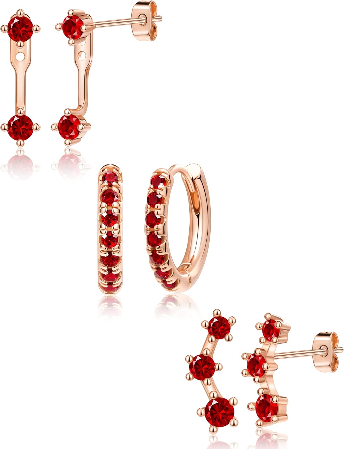 Gold Plated Stud Earrings Stack for Women Trendy, 3 Pairs Small Cute Hoop Jacket Cartilage Earring Set, Fashion Accessories Holiday Western Jewelry Christmas Gifts - 我的商店我的商店我的商店