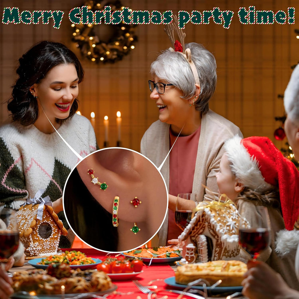 Gold Plated Stud Earrings Stack for Women Trendy, 3 Pairs Small Cute Hoop Jacket Cartilage Earring Set, Fashion Accessories Holiday Western Jewelry Christmas Gifts - 我的商店我的商店我的商店