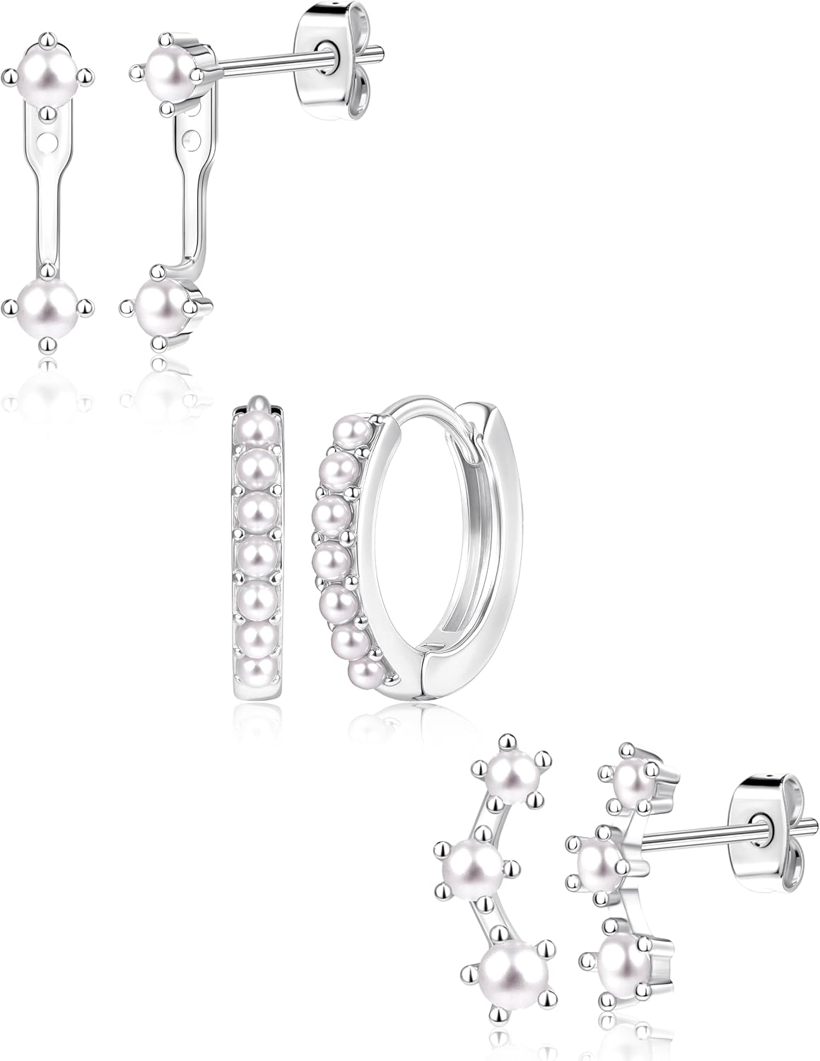 Gold Plated Stud Earrings Stack for Women Trendy, 3 Pairs Small Cute Hoop Jacket Cartilage Earring Set, Fashion Accessories Holiday Western Jewelry Christmas Gifts - 我的商店我的商店我的商店