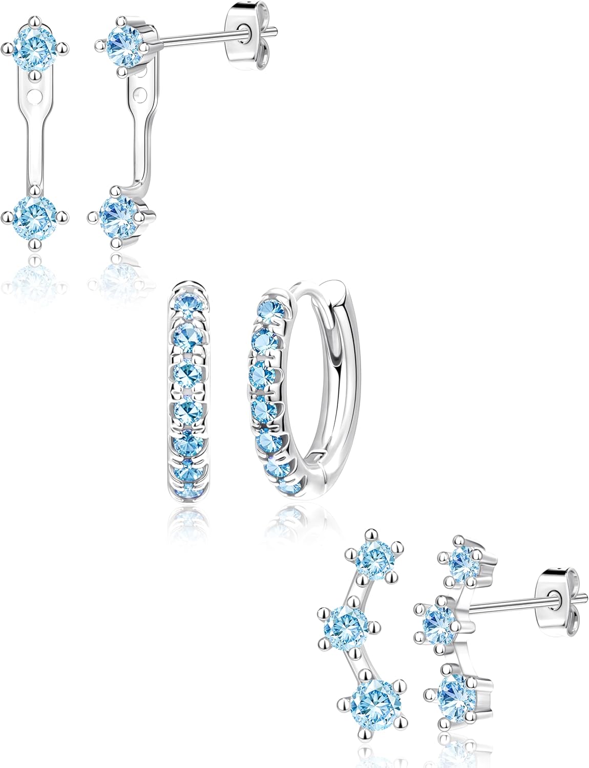 Gold Plated Stud Earrings Stack for Women Trendy, 3 Pairs Small Cute Hoop Jacket Cartilage Earring Set, Fashion Accessories Holiday Western Jewelry Christmas Gifts - 我的商店我的商店我的商店