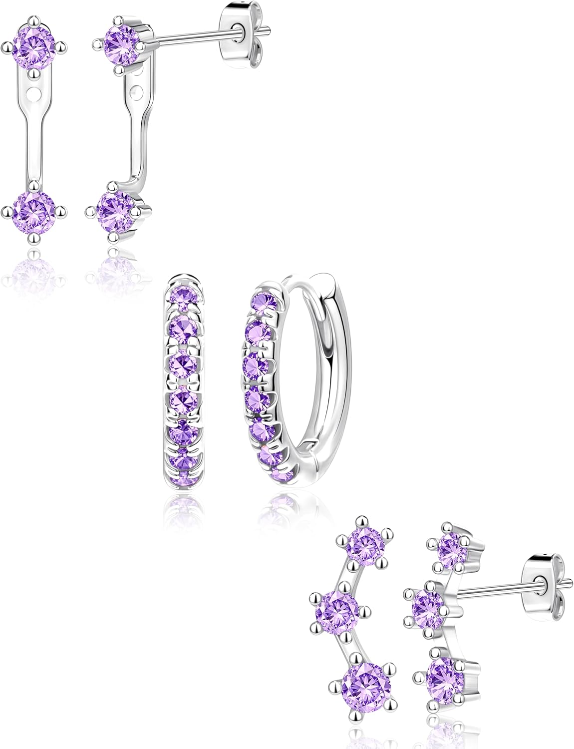 Gold Plated Stud Earrings Stack for Women Trendy, 3 Pairs Small Cute Hoop Jacket Cartilage Earring Set, Fashion Accessories Holiday Western Jewelry Christmas Gifts - 我的商店我的商店我的商店