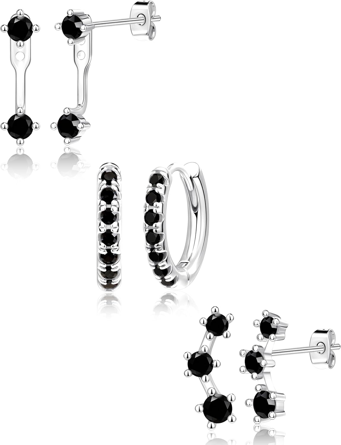 Gold Plated Stud Earrings Stack for Women Trendy, 3 Pairs Small Cute Hoop Jacket Cartilage Earring Set, Fashion Accessories Holiday Western Jewelry Christmas Gifts - 我的商店我的商店我的商店