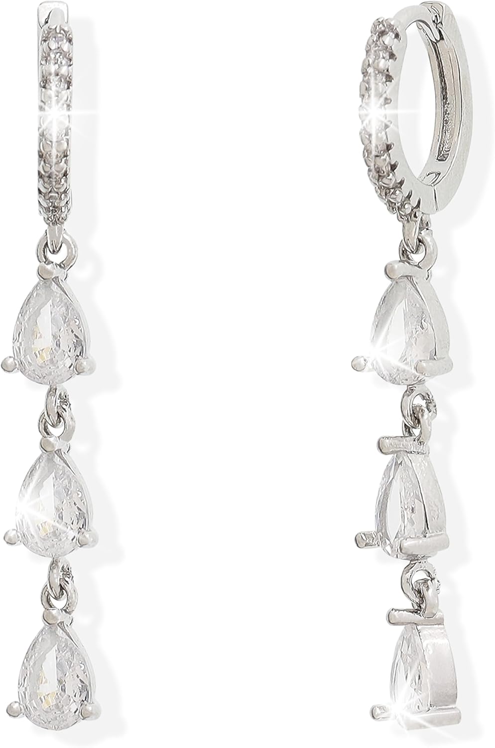 Gold Silver Small Hoop Dangle Earrings for Women, Trendy Dainty Rhinestone CZ Dangling Prom Wedding Leaf Flower Snowflake Butterfly Starfish Fashion Jewelry Gift - 我的商店我的商店我的商店