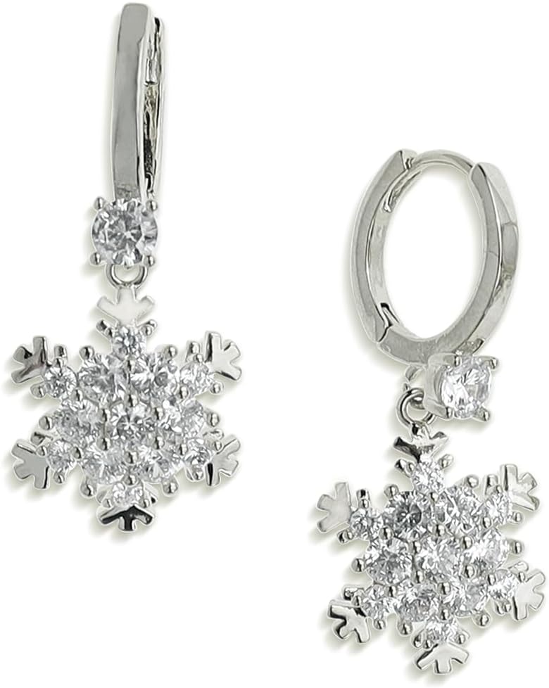 Gold Silver Small Hoop Dangle Earrings for Women, Trendy Dainty Rhinestone CZ Dangling Prom Wedding Leaf Flower Snowflake Butterfly Starfish Fashion Jewelry Gift - 我的商店我的商店我的商店