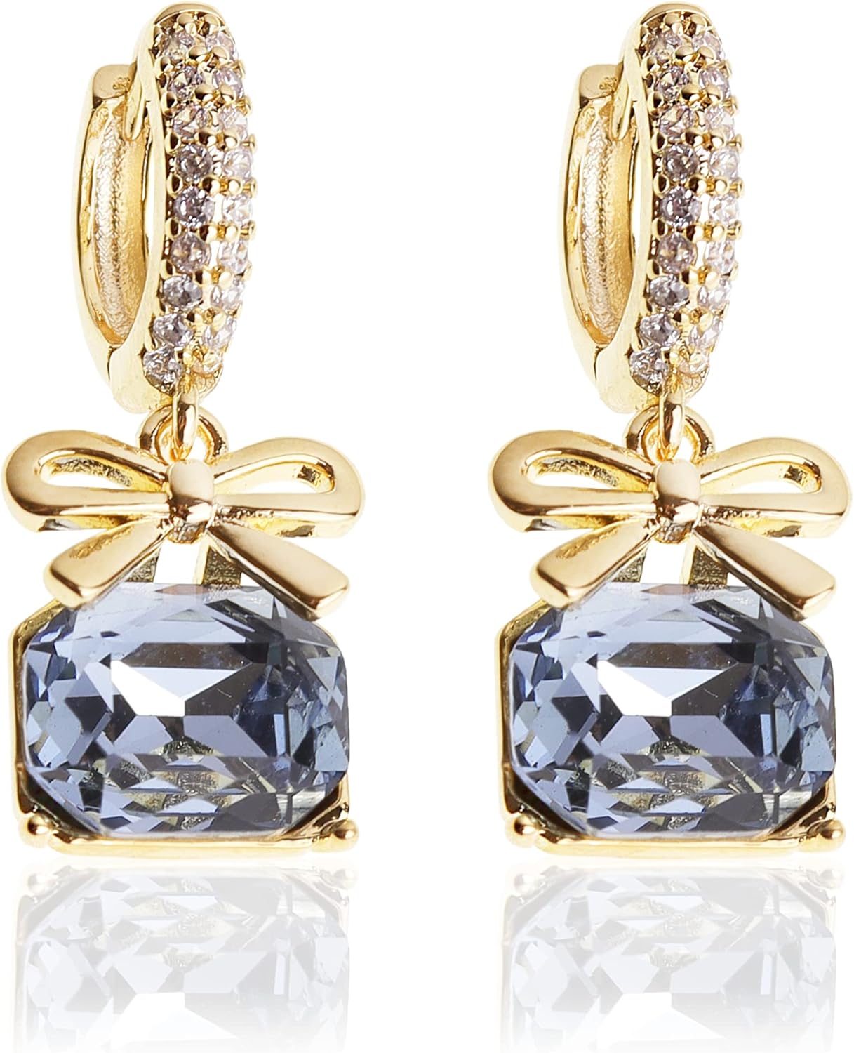 Gold Silver Small Hoop Dangle Earrings for Women, Trendy Dainty Rhinestone CZ Dangling Prom Wedding Leaf Flower Snowflake Butterfly Starfish Fashion Jewelry Gift - 我的商店我的商店我的商店