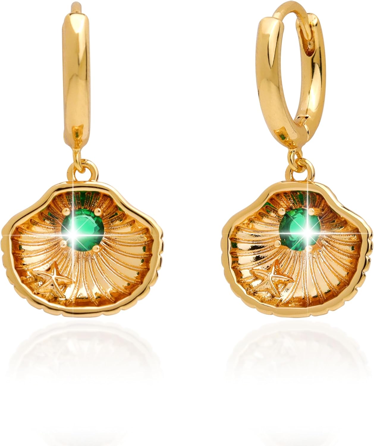 Gold Silver Small Hoop Dangle Earrings for Women, Trendy Dainty Rhinestone CZ Dangling Prom Wedding Leaf Flower Snowflake Butterfly Starfish Fashion Jewelry Gift - 我的商店我的商店我的商店