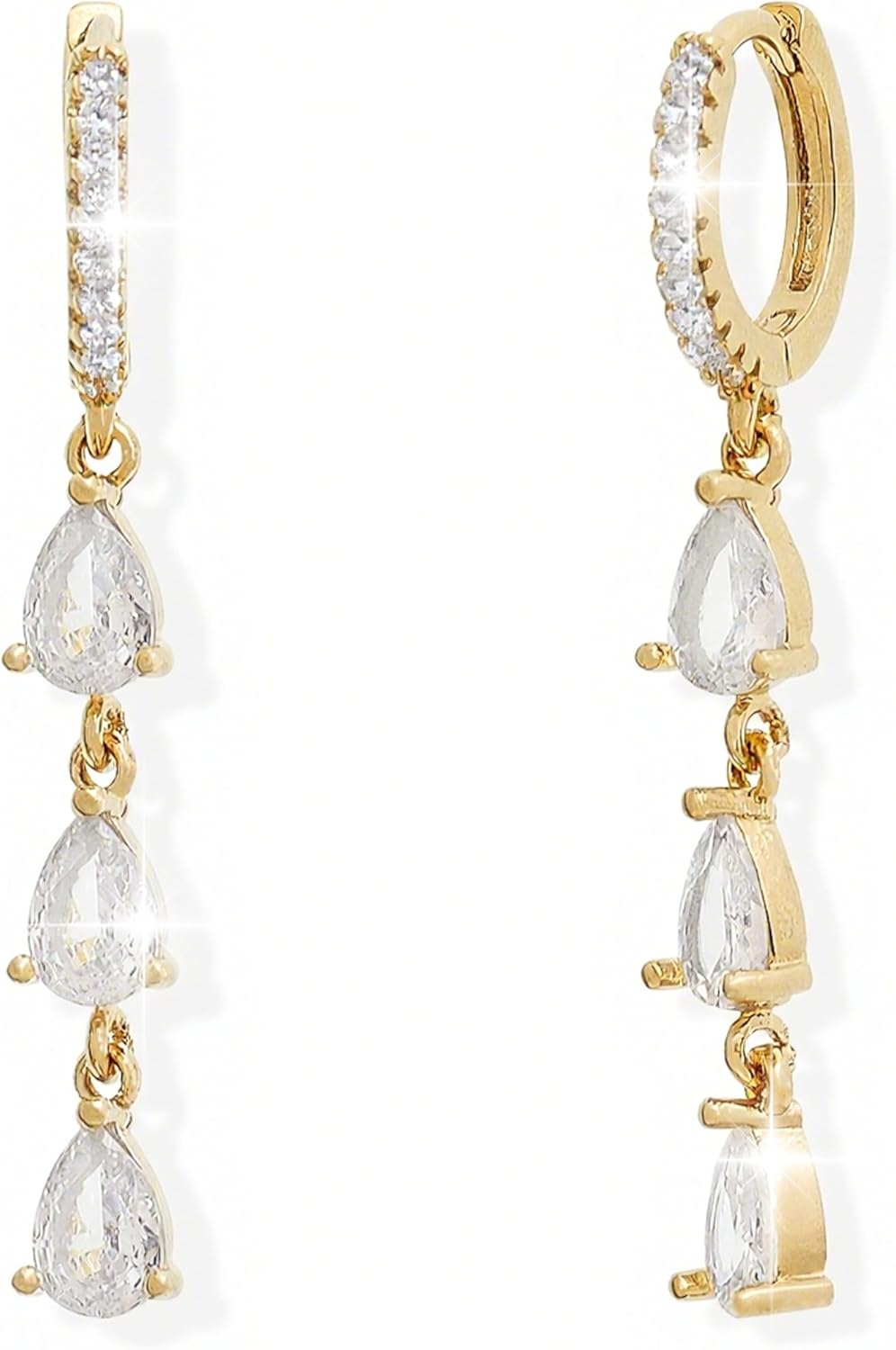 Gold Silver Small Hoop Dangle Earrings for Women, Trendy Dainty Rhinestone CZ Dangling Prom Wedding Leaf Flower Snowflake Butterfly Starfish Fashion Jewelry Gift - 我的商店我的商店我的商店