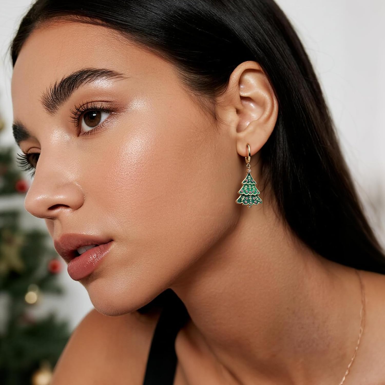 Gold Silver Small Hoop Dangle Earrings for Women, Trendy Dainty Rhinestone CZ Dangling Prom Wedding Leaf Flower Snowflake Butterfly Starfish Fashion Jewelry Gift - 我的商店我的商店我的商店