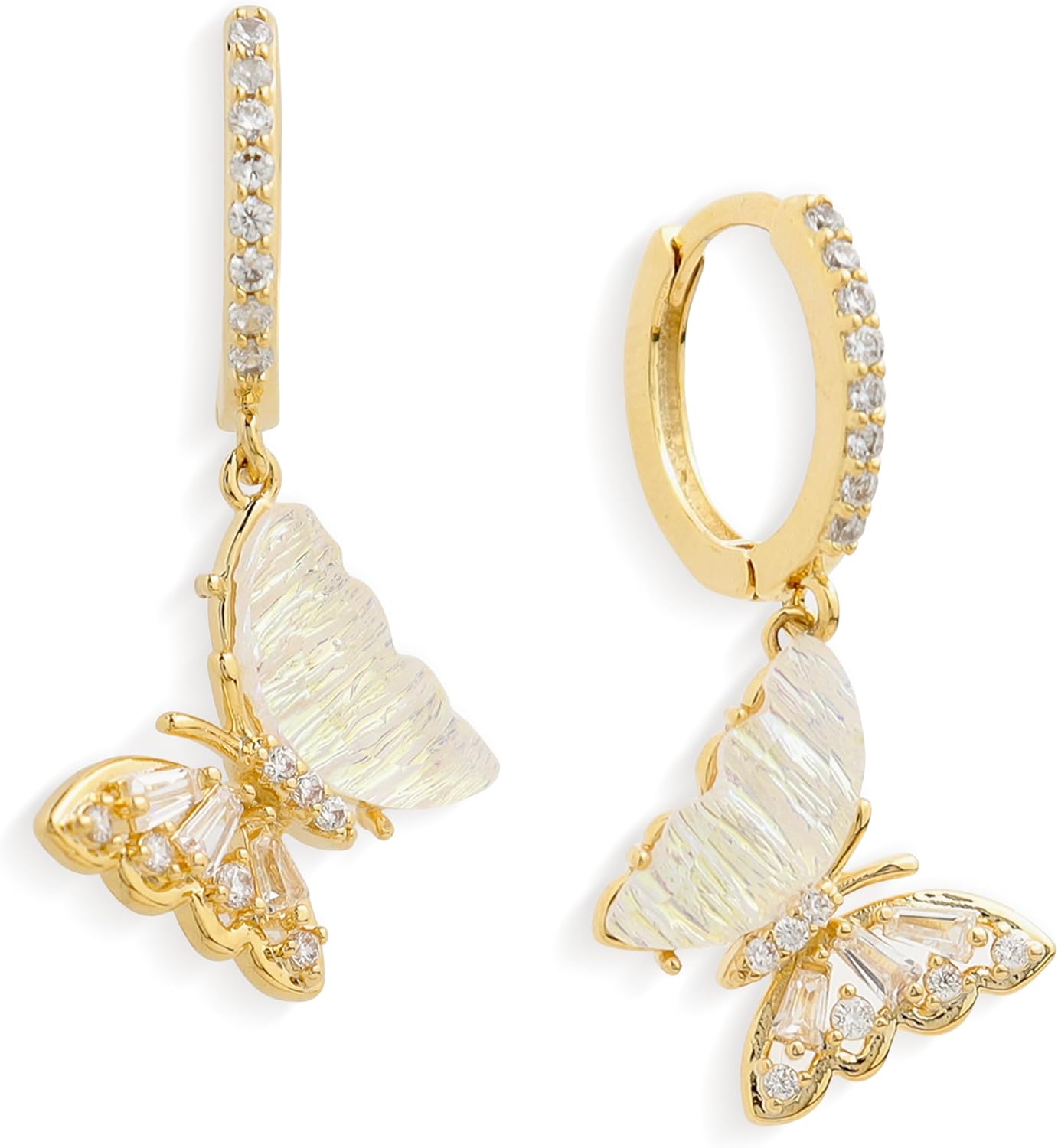 Gold Silver Small Hoop Dangle Earrings for Women, Trendy Dainty Rhinestone CZ Dangling Prom Wedding Leaf Flower Snowflake Butterfly Starfish Fashion Jewelry Gift - 我的商店我的商店我的商店