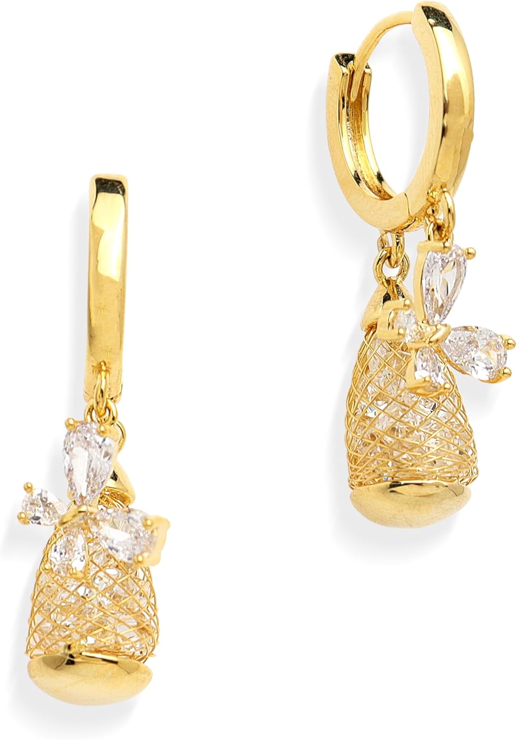 Gold Silver Small Hoop Dangle Earrings for Women, Trendy Dainty Rhinestone CZ Dangling Prom Wedding Leaf Flower Snowflake Butterfly Starfish Fashion Jewelry Gift - 我的商店我的商店我的商店