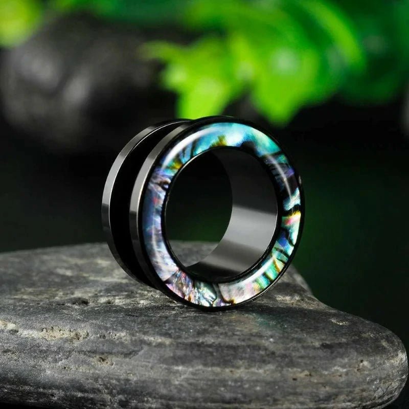 Green Seashell Floral Stainless Steel Screw Ear Plug Tunnel Gauge Stretcher Piercing - QIAO CrystalQIAO CrystalQIAO Crystal