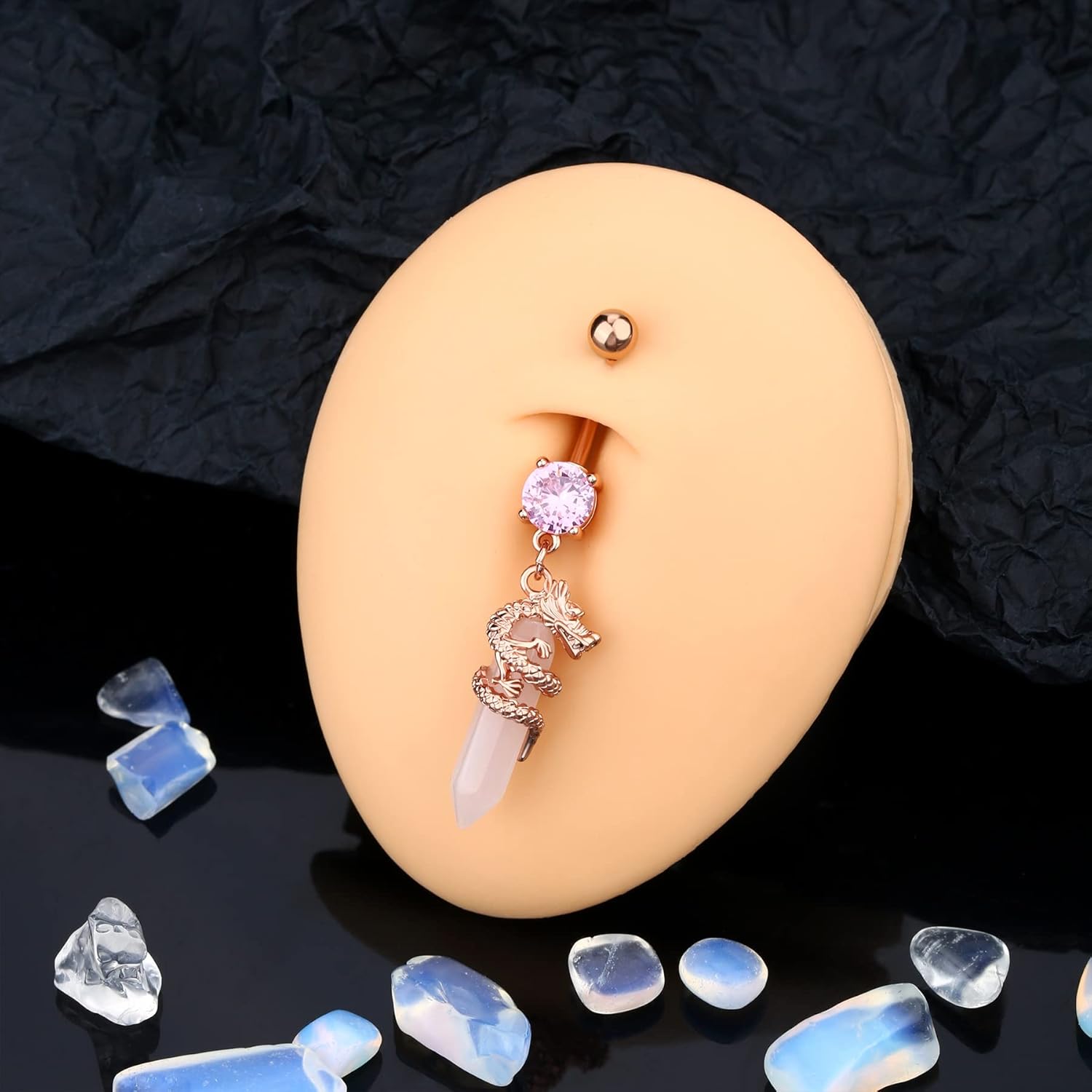 Halloween Belly Button Ring 14G Dragon Dangle Belly Ring Burn Silver Navel Piercing Jewelry Purple Belly Button Piercing - 我的商店我的商店我的商店