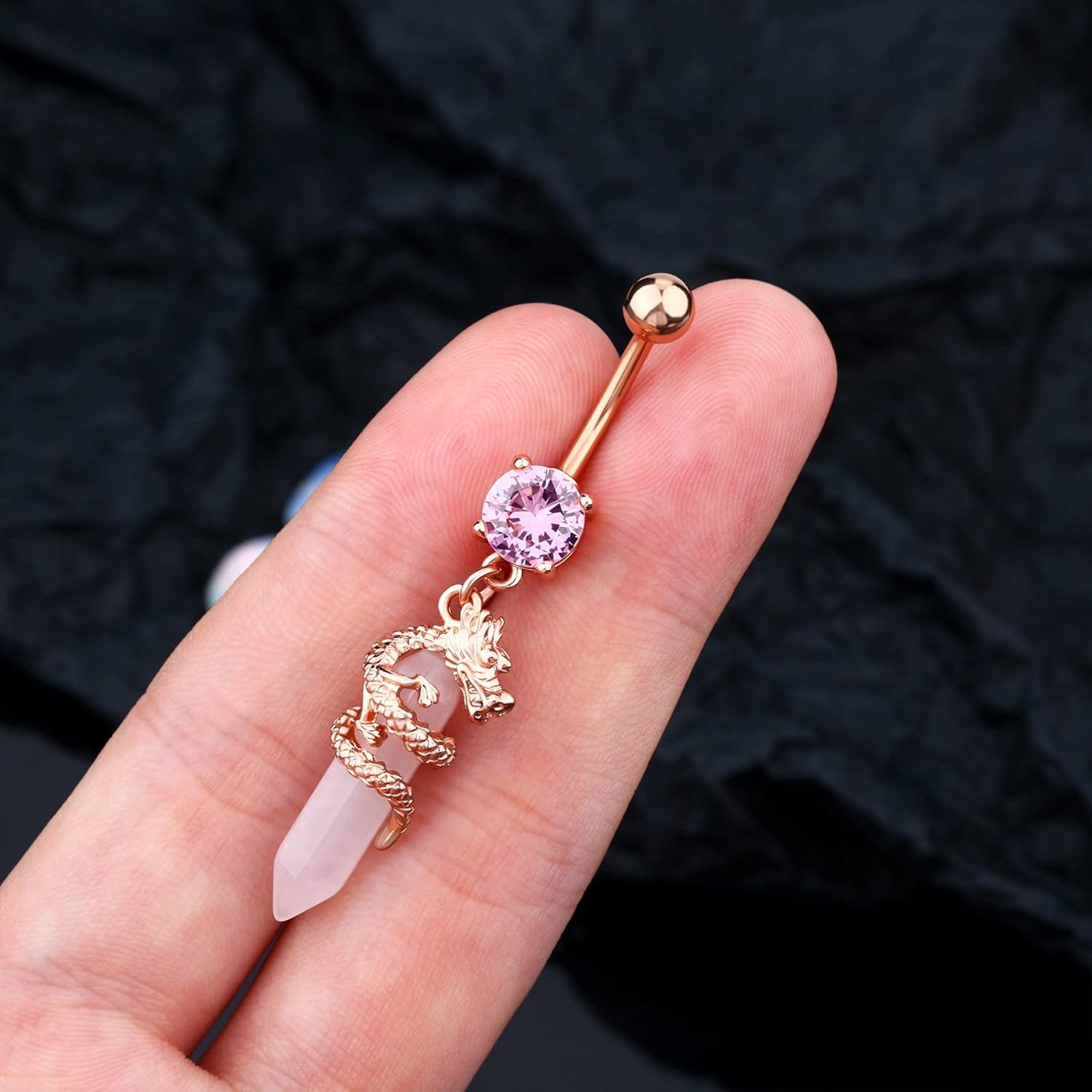 Halloween Belly Button Ring 14G Dragon Dangle Belly Ring Burn Silver Navel Piercing Jewelry Purple Belly Button Piercing - 我的商店我的商店我的商店