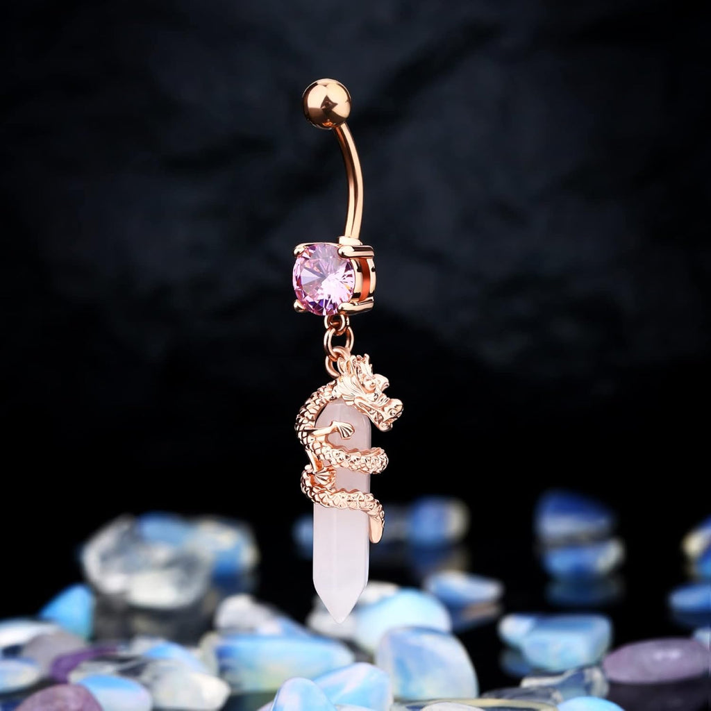 Halloween Belly Button Ring 14G Dragon Dangle Belly Ring Burn Silver Navel Piercing Jewelry Purple Belly Button Piercing - 我的商店我的商店我的商店