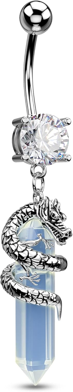 Halloween Belly Button Ring 14G Dragon Dangle Belly Ring Burn Silver Navel Piercing Jewelry Purple Belly Button Piercing - 我的商店我的商店我的商店