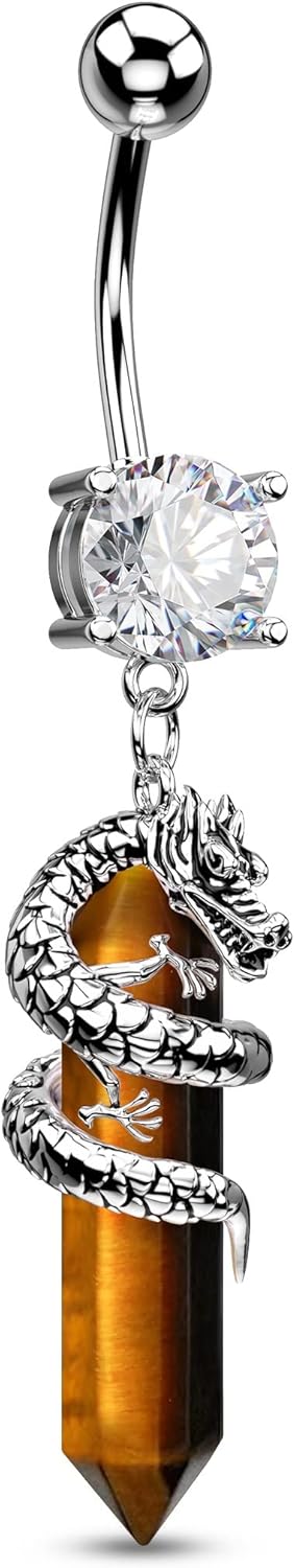 Halloween Belly Button Ring 14G Dragon Dangle Belly Ring Burn Silver Navel Piercing Jewelry Purple Belly Button Piercing - 我的商店我的商店我的商店