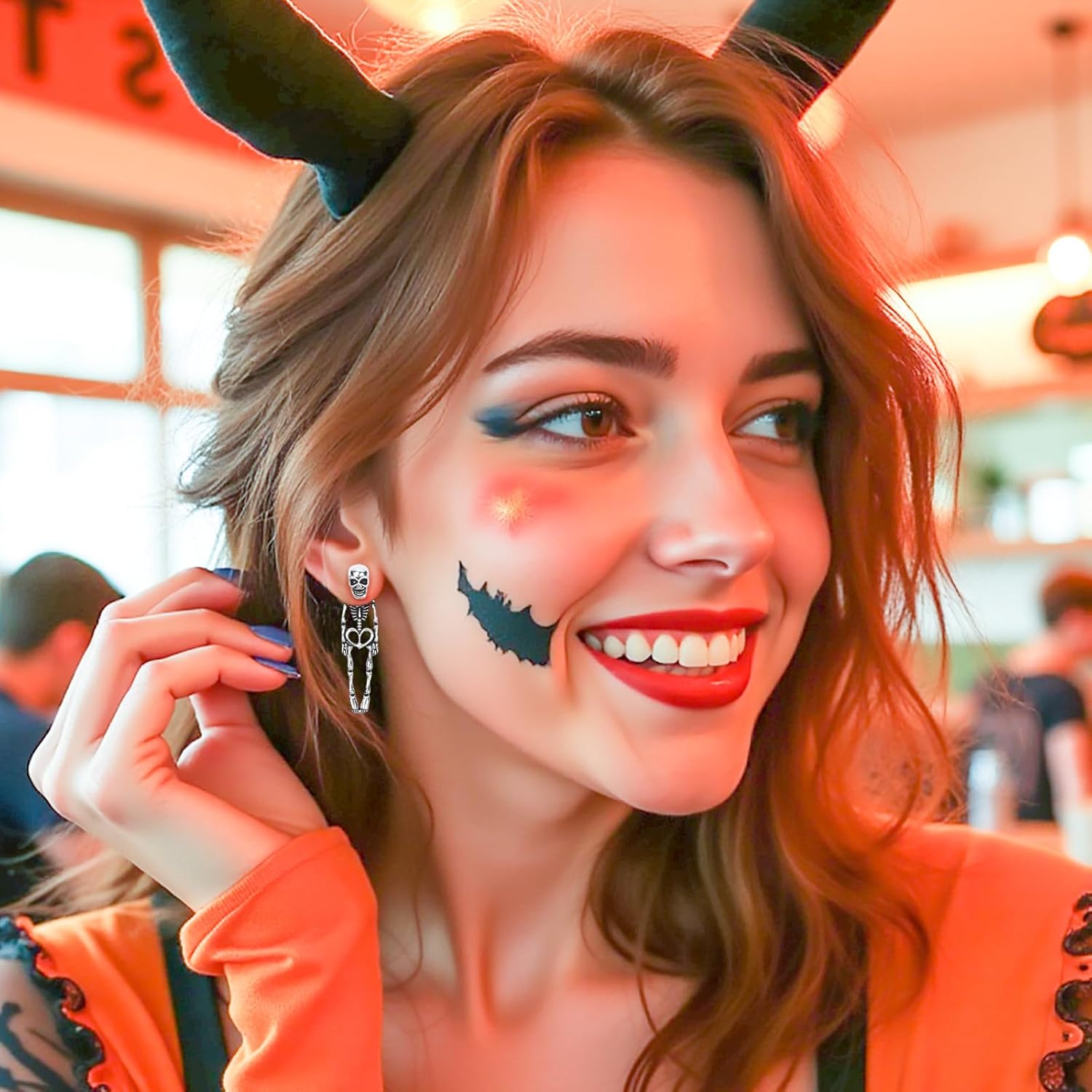 Halloween Earrings Skeleton Skull Dangle BOO Ghost Witch Tassel Terror Knife Earrings - QIAO Crystal我的商店QIAO Crystal