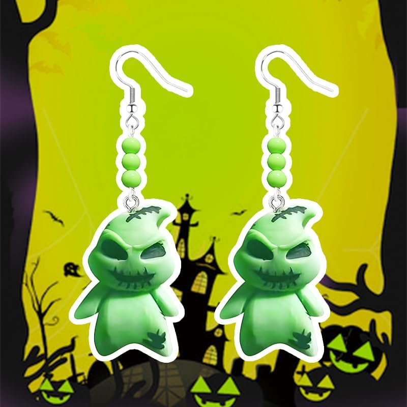 Halloween Ghost Earrings for Women The Nightmare Before Christmas Earrings Christmas Hat Green Ghost Earrings Halloween Accessories Christmas Gifts - QIAO Crystal我的商店QIAO Crystal