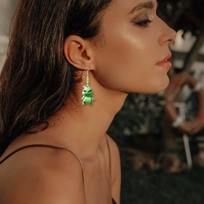 Halloween Ghost Earrings for Women The Nightmare Before Christmas Earrings Christmas Hat Green Ghost Earrings Halloween Accessories Christmas Gifts - QIAO Crystal我的商店QIAO Crystal