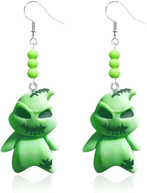 Halloween Ghost Earrings for Women The Nightmare Before Christmas Earrings Christmas Hat Green Ghost Earrings Halloween Accessories Christmas Gifts - QIAO Crystal我的商店QIAO Crystal