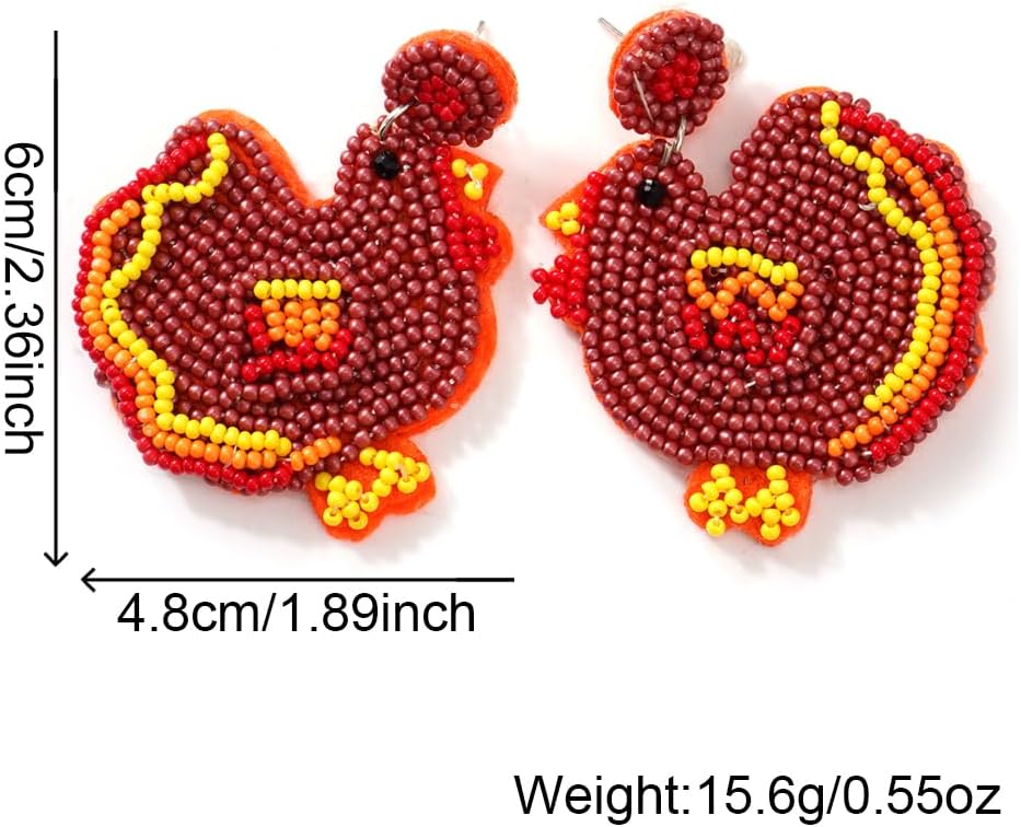 Halloween Thanksgiving Earrings for Women Cute Turkey Cat Beaded Dangle Earrings Statement Trick Treat RIP Earrings Fun Halloween Thanksgiving Holiday Costumes Party Fall Jewelry for women Fall Gifts - 我的商店我的商店我的商店