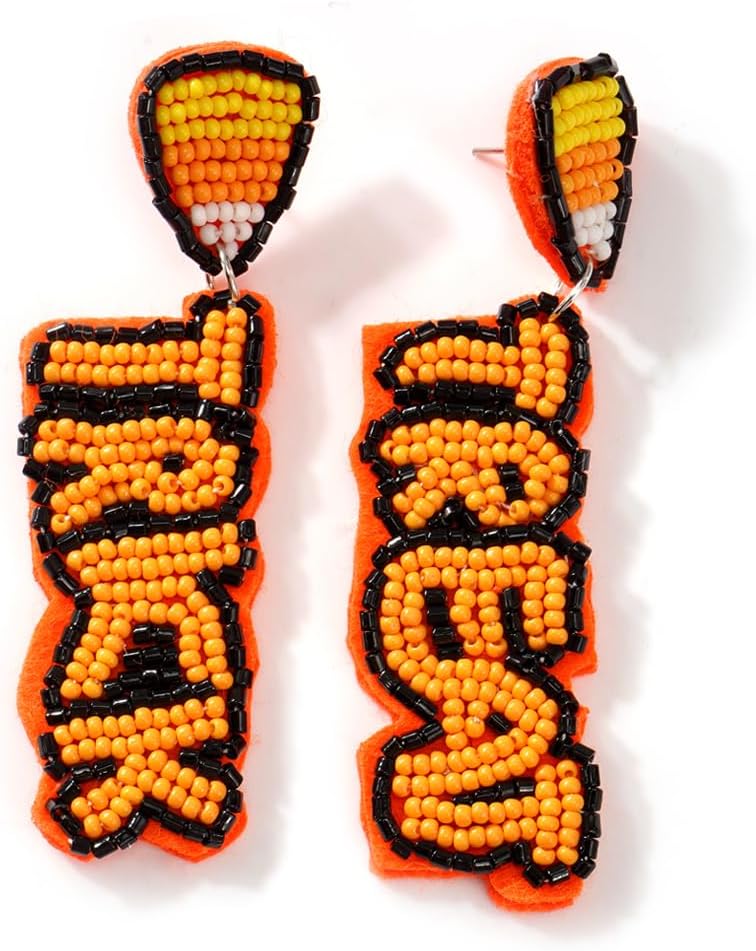 Halloween Thanksgiving Earrings for Women Cute Turkey Cat Beaded Dangle Earrings Statement Trick Treat RIP Earrings Fun Halloween Thanksgiving Holiday Costumes Party Fall Jewelry for women Fall Gifts - 我的商店我的商店我的商店