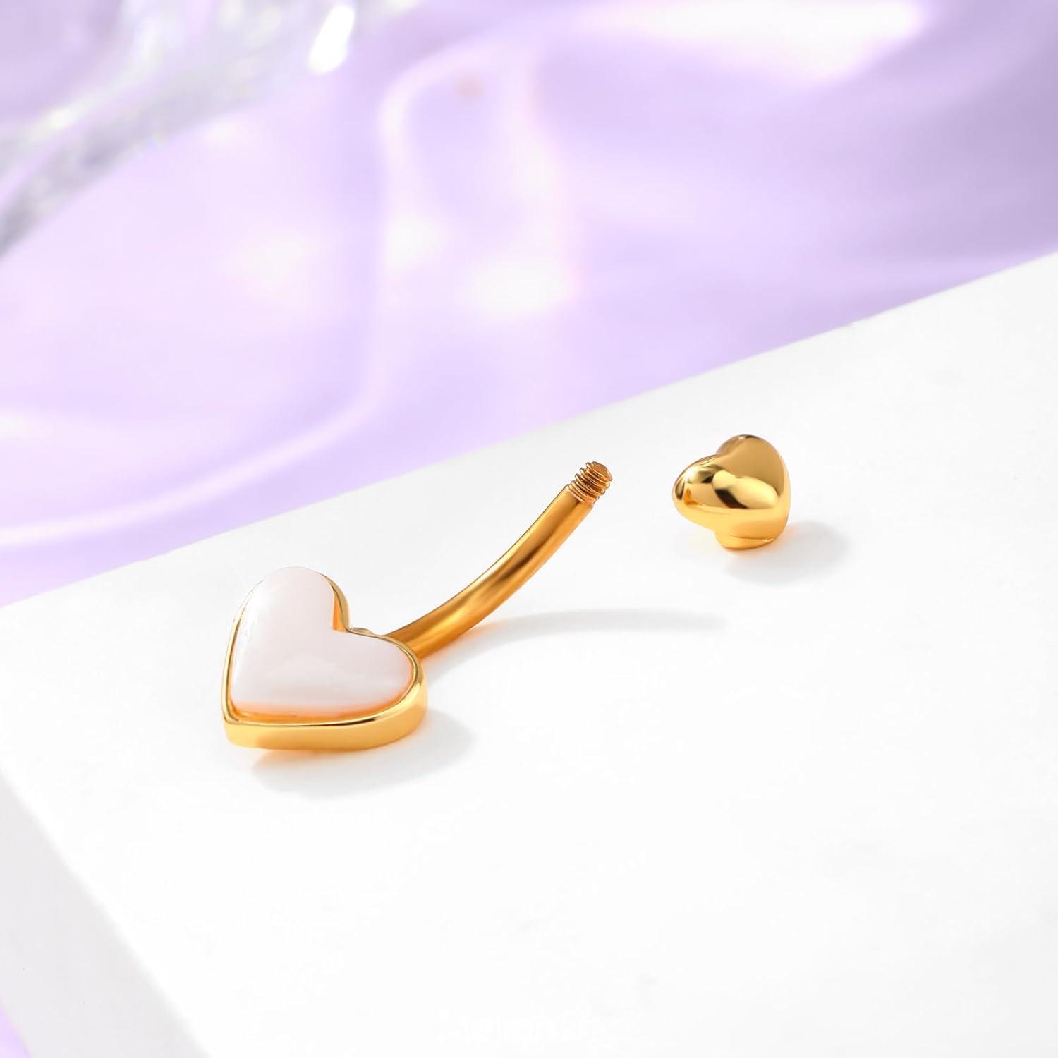 Heart Belly Button Ring 14G Stainless Steel 316L Pink Belly Ring Belly Piercing Opal Steel Gold Belly Piercing Jewelry Navel Ring For Women 10mm - 我的商店我的商店我的商店