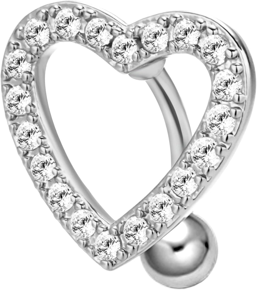 Heart Belly Button Rings CZ Crystal Belly Button Rings 14G Surgical Steel Piercing Jewelry - 我的商店我的商店我的商店