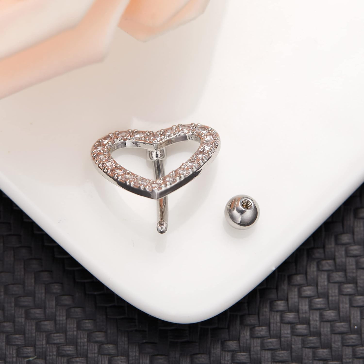 Heart Belly Button Rings CZ Crystal Belly Button Rings 14G Surgical Steel Piercing Jewelry - 我的商店我的商店我的商店