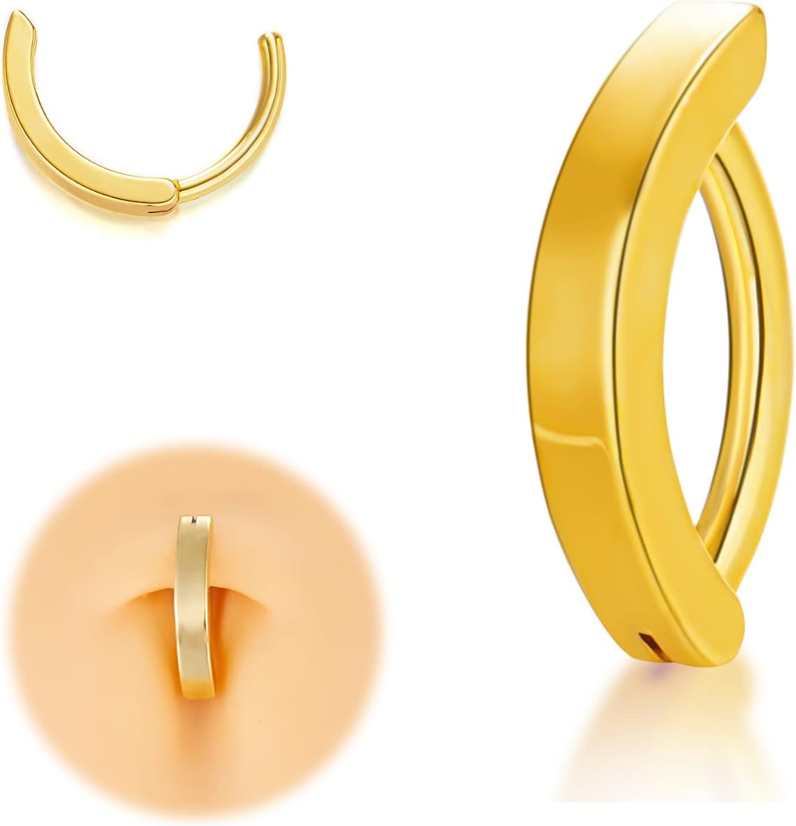 Heart Belly Button Rings CZ Crystal Belly Button Rings 14G Surgical Steel Piercing Jewelry - 我的商店我的商店我的商店