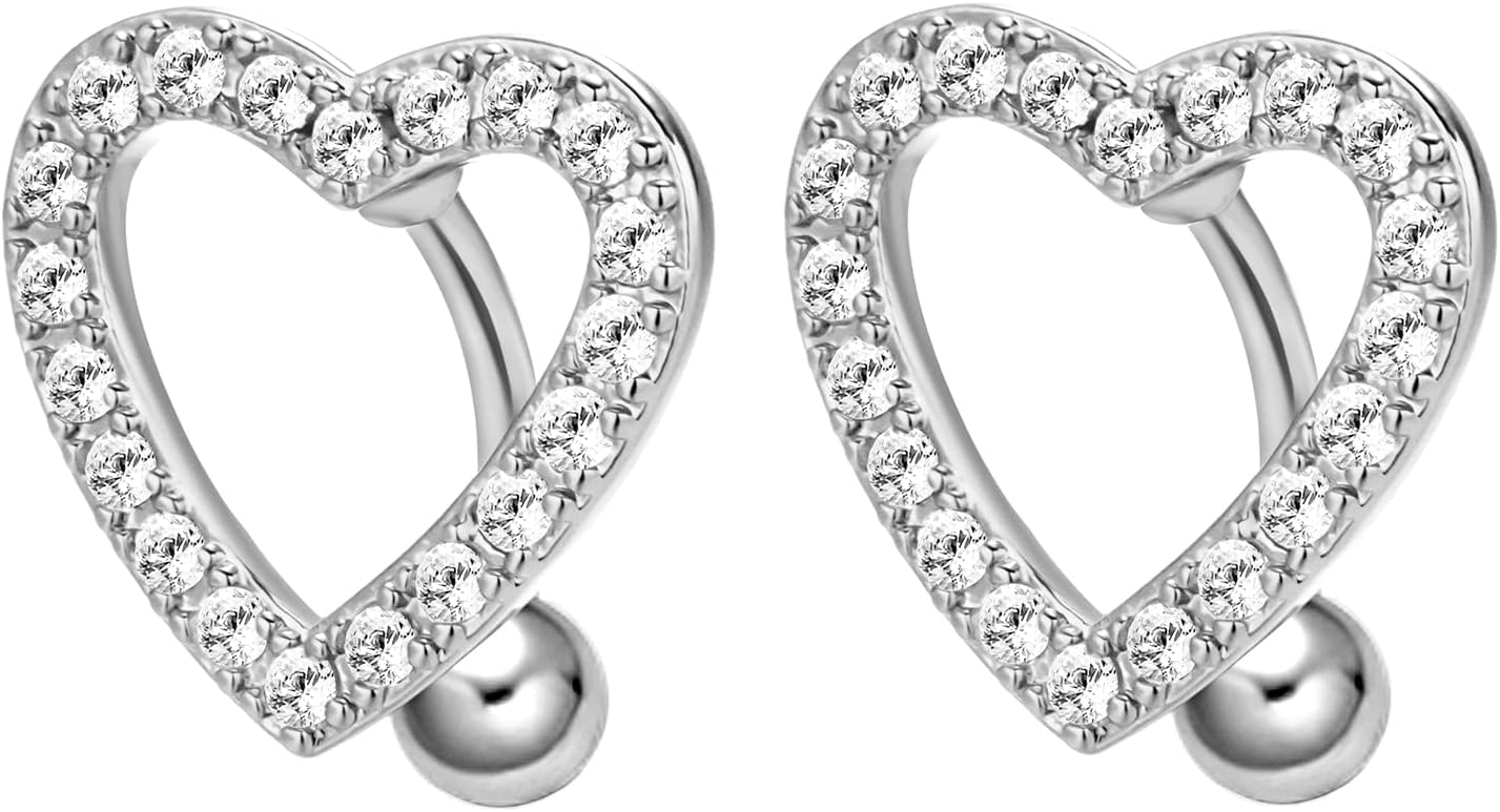 Heart Belly Button Rings CZ Crystal Belly Button Rings 14G Surgical Steel Piercing Jewelry - 我的商店我的商店我的商店
