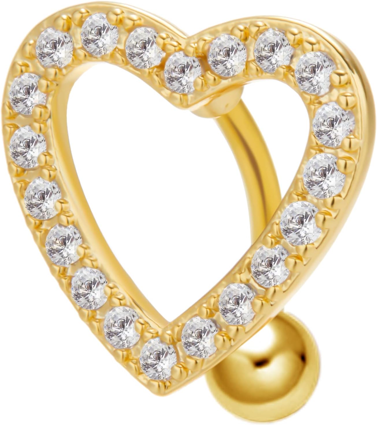 Heart Belly Button Rings CZ Crystal Belly Button Rings 14G Surgical Steel Piercing Jewelry - 我的商店我的商店我的商店