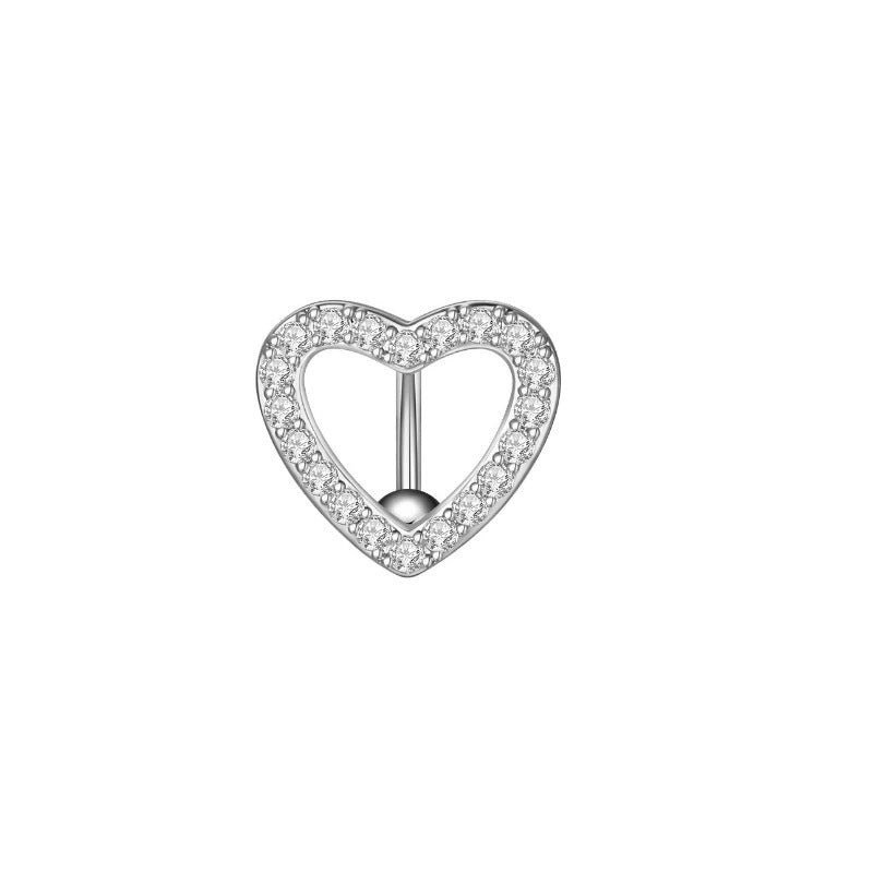 Heart Belly Button Rings CZ Crystal Belly Button Rings 14G Surgical Steel Piercing Jewelry - QIAO Crystal我的商店QIAO Crystal