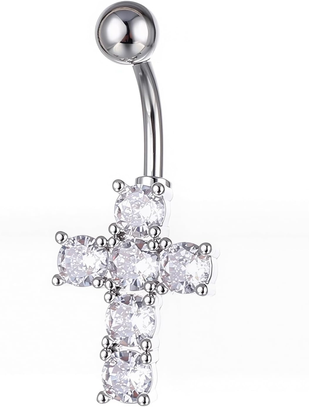 Heart Belly Button Rings CZ Crystal Belly Button Rings 14G Surgical Steel Piercing Jewelry - 我的商店我的商店我的商店