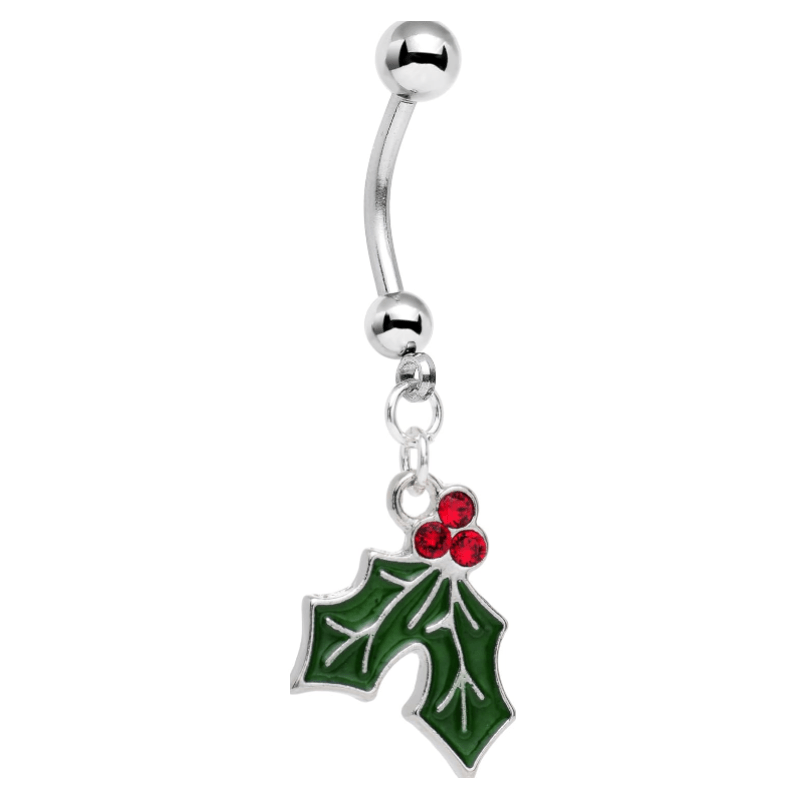Holiday Dangle Belly Ring Created with Crystal - Christmas Belly Ring - QIAO Crystal我的商店QIAO Crystal