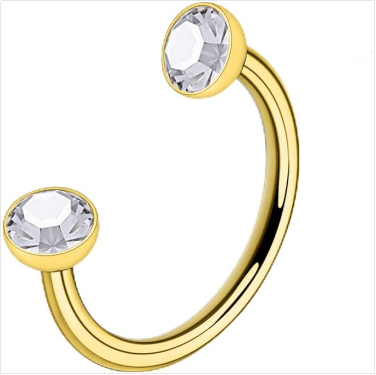 Horseshoe Nose Ring Surgical Steel Double Stud Nose Ring 18g Internally Threaded Cubic Zirconia Daith Piercing Jewelry for Women Inner Diameter 8mm - QIAO Crystal我的商店QIAO Crystal