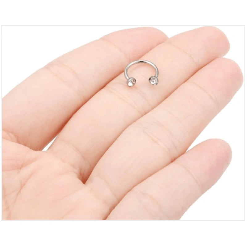 horseshoe-nose-ring-surgical-steel-double-stud-nose-ring-18g-internally-threaded-cubic-zirconia-daith-piercing-jewelry-for-women-inner-diameter-8mm-display