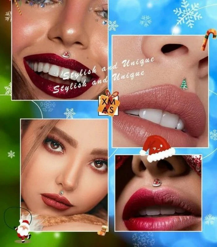 16G Surgical Steel Lip & Cartilage 3PCS Christmas Themed Lip Rings