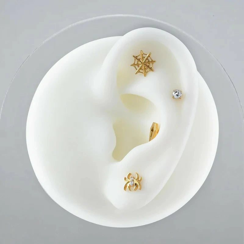 Halloween Screw ASTM F136 Titanium Gothic Studs Hypoallergenic Flatback Cartilage